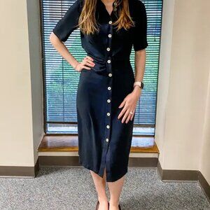 Kate Spade NY Mainline Ruched-Front Shirt Dress Women’s Size 00 S Black